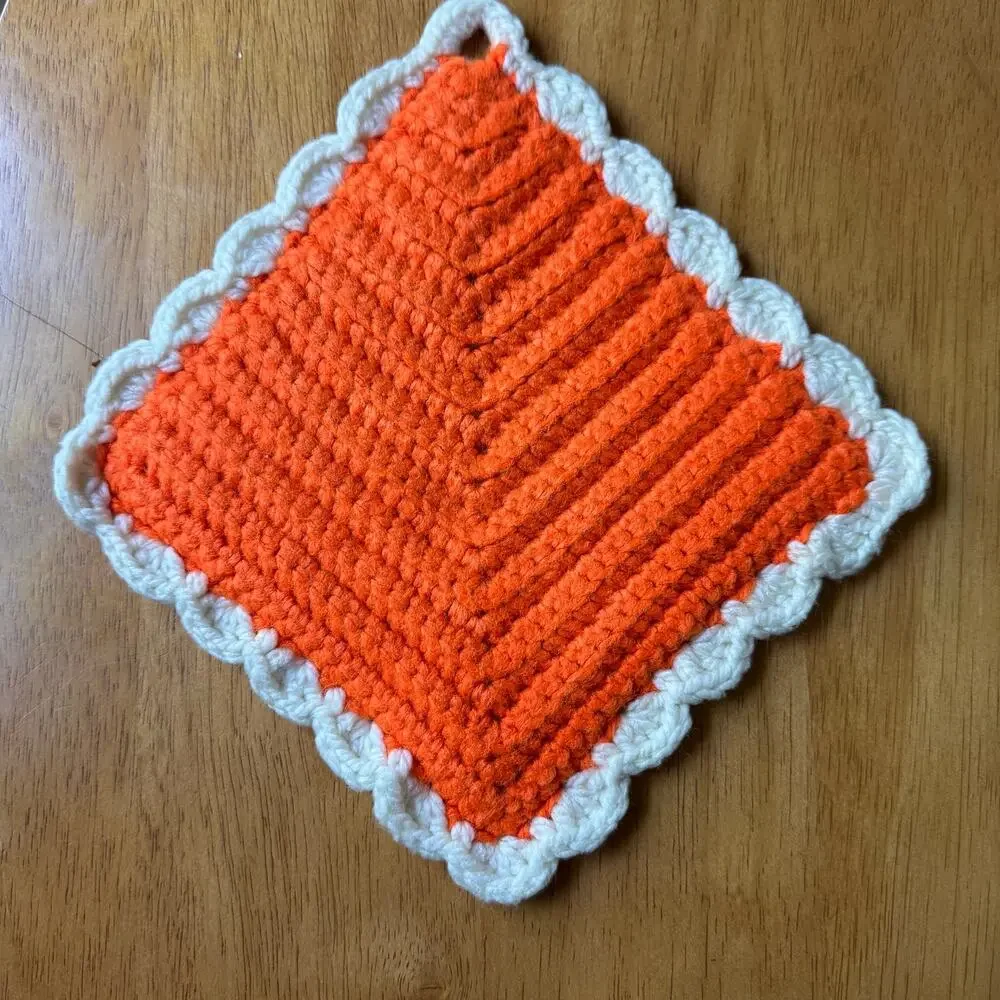 Cottage Core Kitchen Pot Holder Tea Towel Set Orange Brown Fall Thanksgiving